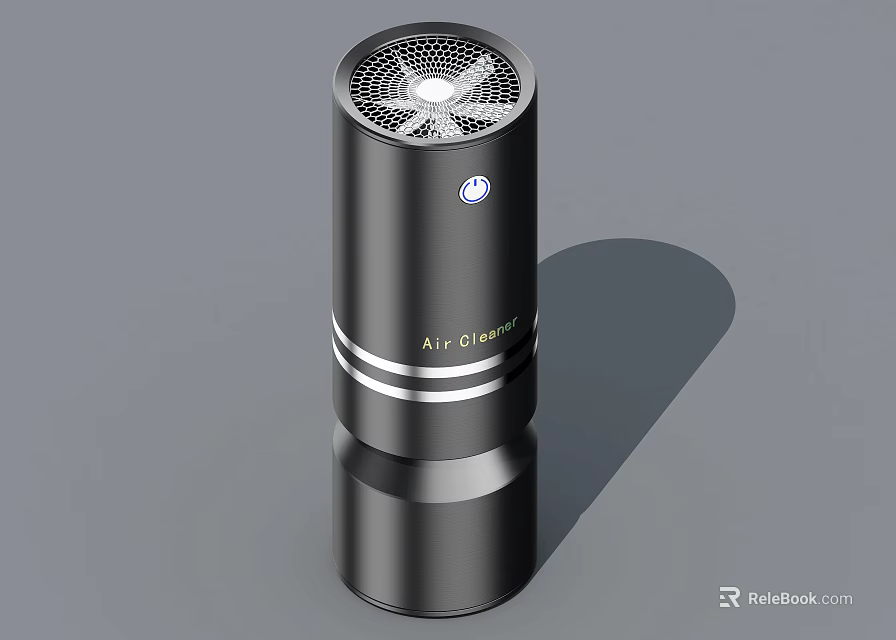 Sleek Modern Black Cylindrical Household Air Cleaner With Fan Grille Design 3d model 