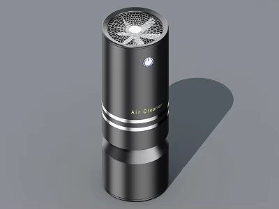 Sleek Modern Black Cylindrical Household Air Cleaner With Fan Grille Design 3d model