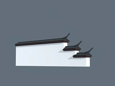 Traditional Chinese Roof Eaves Design With Curved Lines And Layered Black Tiles On White Wall 3d model