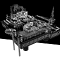 Offshore Industrial Equipment Platform Featuring Cranes Pipelines And Marine Structures