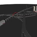 Complex Transportation Interchange With Overpasses Railway Track And High Rise Buildings