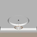 Minimalist Ceiling Design With Circular Recessed Light Strips And Pendant Light 3d model