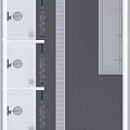 SPA Sauna Changing Room With Cubicles Gray Curtains White Walls Gray Carpet And Metal Sink