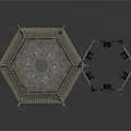 Traditional Chinese Architecture Model With Octagonal Roof Structure And Intricate Design