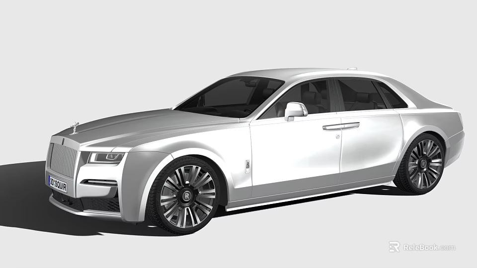 Elegant Silver Luxury Sedan With Sleek Body Design And Large Alloy Wheels 3d model 