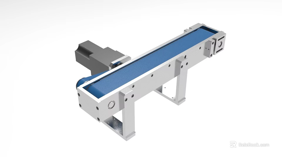 Industrial Equipment Conveyor Belt With Blue Surface Metal Frame And Drive Component 3d model 