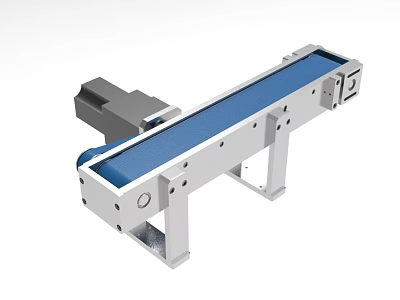 Industrial Equipment Conveyor Belt With Blue Surface Metal Frame And Drive Component 3d model