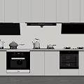 Elegant Modern Kitchen Appliances With Marble Countertops And Cabinets In Interior
