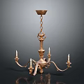 Elegant Vintage Brass Chandelier With Hanging Chain Multiple Arms And Candle Shaped Lights