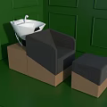 Black Massage Chair With Ottoman And Wooden Base In Green Wall Room