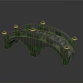 Green Stone Arch Bridge Model With Ornate Railings And Arched Structure