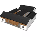 Ancient Architecture Interior With Wooden Roof Columns Latticed Walls And Stone Paved Floor