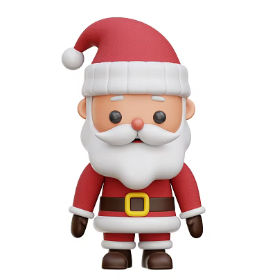 Cute Game Anime Character With Red Santa Hat White Beard And Red Coat Design 3d model