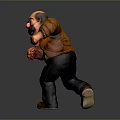 Cartoon Man In Brown Jacket Green Pants And Brown Shoes Running Pose