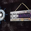 Nautical Decorative Wall Hangings With Ship Wheel Anchor And Wooden Welcome Plaque