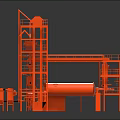 Red Multi Level Industrial Equipment Structure with Platforms Pipes and Frameworks 3d model