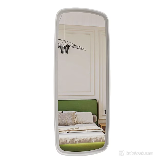Full Length Mirror Reflects Stylish Bedroom Interior 3d model 