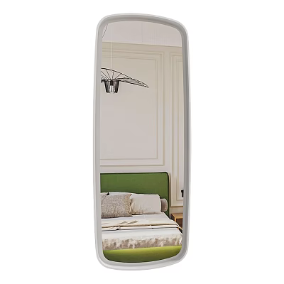 Full Length Mirror Reflects Stylish Bedroom Interior 3d model