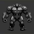 Silver Mechanical Humanoid Character With Muscular Build Complex Structure And Metallic Texture 3d model