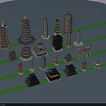Various Traditional Tower Models Showcasing Diverse Architectural Designs And Structures