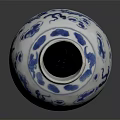 Classic Wooden Display Shelf With Blue And White Porcelain Vase Dragon Floral Designs