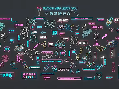 Modern Neon Decorative Lights With Colorful Creative Designs For Indoor Decoration 3d model