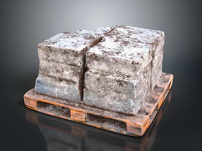 Rustic Natural Stone Blocks Placed On Wooden Pallet With Rough Texture 3d model