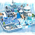 Ice Snow Themed Playground With Slides Polar Bear Decorations Ice Houses And Snowflakes