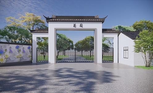 New Chinese-style Gate 3d model