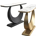 Elegant Modern Dressing Table With Marble Top And Golden Circular Metal Base