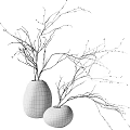 Minimalist Decorative Ornament Set With Egg Shaped Stone Vases And Dry Branches