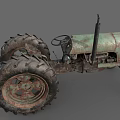 Rusty Vintage Tractor With Large Wheels Classic Design And Old Metal Body