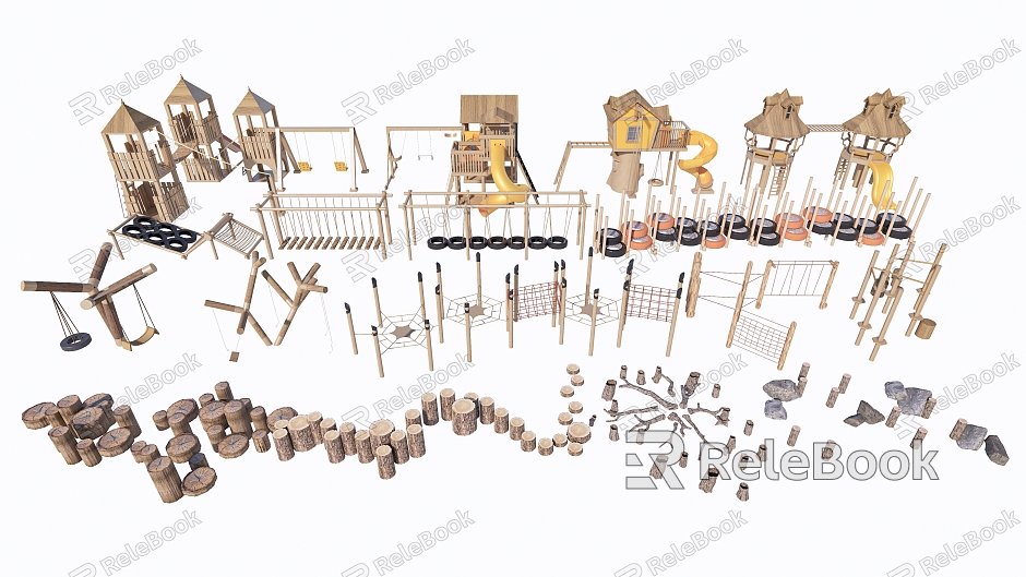 Modern play equipment children's equipment combination children's equipment unpowered log equipment slide stump model