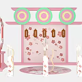 Commercial Event Display Equipment With Pink Cherry Blossom Themed Decorative Structures