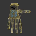 Futuristic Mechanical Fashion Glove With Silver Metal Blue Accent And Sci Fi Design