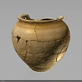 Ancient Cracked Clay Jar With Visible Surface Fissures And Antique Texture
