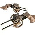 Traditional Ancient Carts With Wooden Wheels And Cloth Coverings