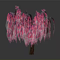 Vibrant Pink Purple Decorative Tree With Hanging Leaves And Artistic Design