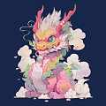 Colorful Dragon Shaped Wall Decor With Soft Cloud Accents And Vibrant Hues