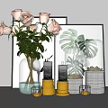 Modern Ornaments Combination Vase Flower Combination 3d model