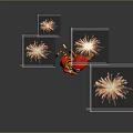 Cute Tiger Character In Red Outfit With Colorful Fireworks