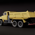 Yellow Six Wheel Dump Truck With Heavy Duty Design And Cargo Body
