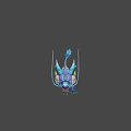Blue and White Mythical Dragon with Scaled Body Blue Horns and Tail