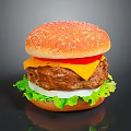 Juicy Cheeseburger with Fresh Lettuce Tomato Onion Rings and Sesame Seed Bun