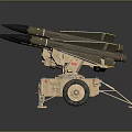 Military Weapon Launcher With Multiple Missiles On Mobile Wheel Base Structure 3d model