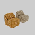 Modern Accent Chair With Beige And Brown Geometric Pattern Textured Fabric Design 3d model