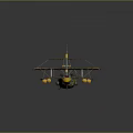 Vintage Green and Yellow Biplane Airplane 3D Model with Red Flag and Number 40 Design
