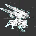 Missile Launcher Weapon System with Two Missiles on Mobile Wheel Base