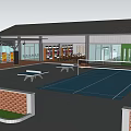 Modern Supermarket Department Store Interior With Open Shelves Product Displays Checkout Counter And Glass Doors