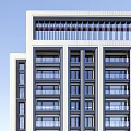 Modern Multi Storey Building Exterior With Light Colored Facade Dark Accents And Grid Roof Design